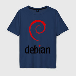 Футболка оверсайз мужская Debian, цвет: тёмно-синий