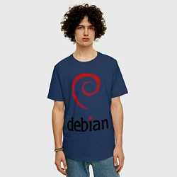 Футболка оверсайз мужская Debian, цвет: тёмно-синий — фото 2
