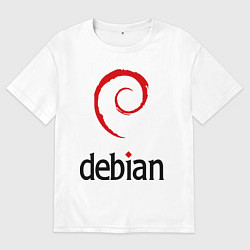Футболка оверсайз мужская Debian, цвет: белый