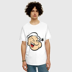 Футболка оверсайз мужская Popeye Face, цвет: белый — фото 2