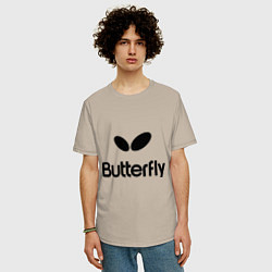 Футболка оверсайз мужская Butterfly Logo, цвет: миндальный — фото 2