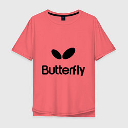 Футболка оверсайз мужская Butterfly Logo, цвет: коралловый