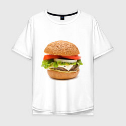 Футболка оверсайз мужская Гамбургер, цвет: белый