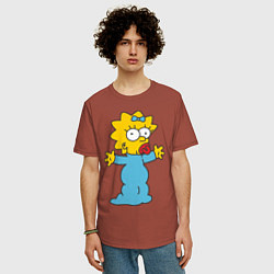 Футболка оверсайз мужская Maggie Simpson, цвет: кирпичный — фото 2
