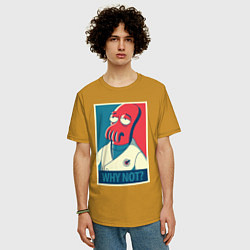 Футболка оверсайз мужская Zoidberg: Why not?, цвет: горчичный — фото 2