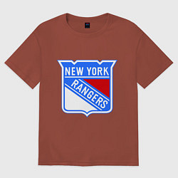 Футболка оверсайз мужская New York Rangers, цвет: кирпичный