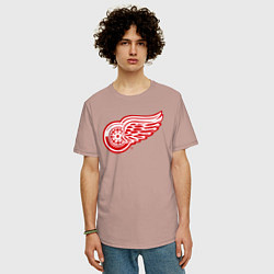 Футболка оверсайз мужская Detroit Red Wings, цвет: пыльно-розовый — фото 2