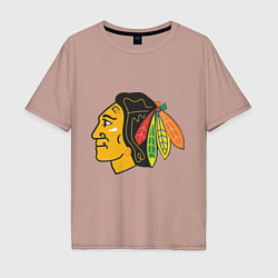 Футболка оверсайз мужская Chicago Blackhawks, цвет: пыльно-розовый