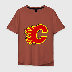 Футболка оверсайз мужская Calgary Flames, цвет: кирпичный