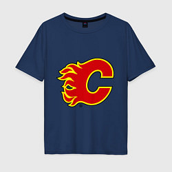 Футболка оверсайз мужская Calgary Flames, цвет: тёмно-синий