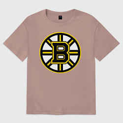 Футболка оверсайз мужская Boston Bruins, цвет: пыльно-розовый