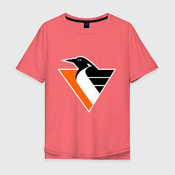 Футболка оверсайз мужская Pittsburgh Penguins, цвет: коралловый