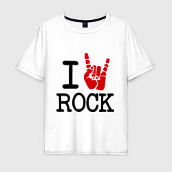 Футболка оверсайз мужская I love rock, цвет: белый