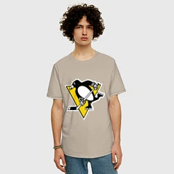 Футболка оверсайз мужская Pittsburgh Penguins: Malkin 71, цвет: миндальный — фото 2