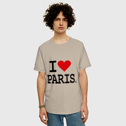 Футболка оверсайз мужская I love Paris, цвет: миндальный — фото 2