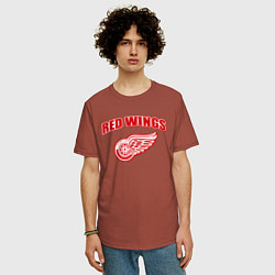 Футболка оверсайз мужская Detroit Red Wings, цвет: кирпичный — фото 2