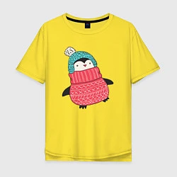 Футболка оверсайз мужская Зимний пингвин-девочка, цвет: желтый
