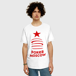 Футболка оверсайз мужская Poker Moscow, цвет: белый — фото 2