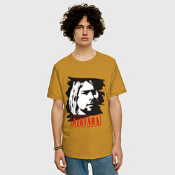 Футболка оверсайз мужская Nirvana: Kurt Cobain, цвет: горчичный — фото 2