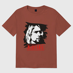 Футболка оверсайз мужская Nirvana: Kurt Cobain, цвет: кирпичный