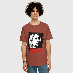 Футболка оверсайз мужская Nirvana: Kurt Cobain, цвет: кирпичный — фото 2