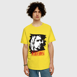 Футболка оверсайз мужская Nirvana: Kurt Cobain, цвет: желтый — фото 2