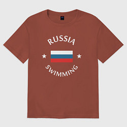 Футболка оверсайз мужская Swimming, цвет: кирпичный