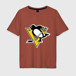 Футболка оверсайз мужская Pittsburgh Penguins, цвет: кирпичный