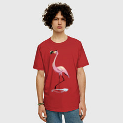 Футболка оверсайз мужская Гордый фламинго, цвет: красный — фото 2