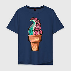 Футболка оверсайз мужская Мороженое-осьминог, цвет: тёмно-синий