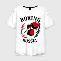Футболка оверсайз мужская Boxing Russia Forever, цвет: белый