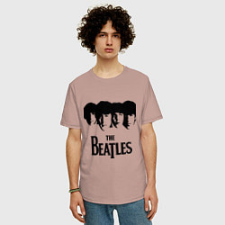 Футболка оверсайз мужская The Beatles: Faces, цвет: пыльно-розовый — фото 2