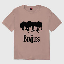 Футболка оверсайз мужская The Beatles: Faces, цвет: пыльно-розовый