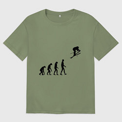 Футболка оверсайз мужская Эволюция лыжник, цвет: авокадо