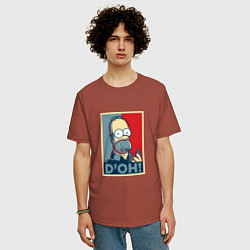 Футболка оверсайз мужская D'oh Poster, цвет: кирпичный — фото 2