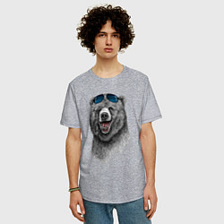 Футболка оверсайз мужская Медведь в очках, цвет: меланж — фото 2