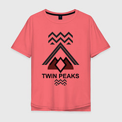 Футболка оверсайз мужская Twin Peaks House, цвет: коралловый