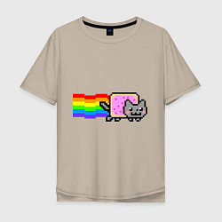 Футболка оверсайз мужская Nyan Cat, цвет: миндальный