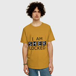 Футболка оверсайз мужская I am Sherlocked, цвет: горчичный — фото 2