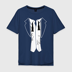 Мужская футболка оверсайз Костюм с развязанной бабочкой