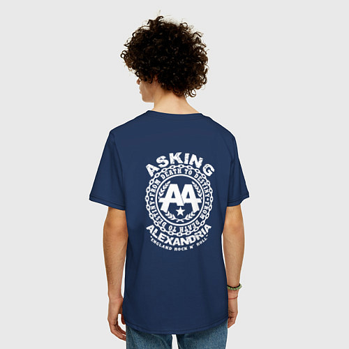 Мужская футболка оверсайз Asking Alexandria: Rock'n'Roll / Тёмно-синий – фото 4