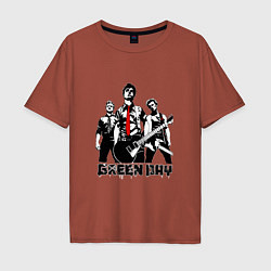 Футболка оверсайз мужская Группа Green Day, цвет: кирпичный