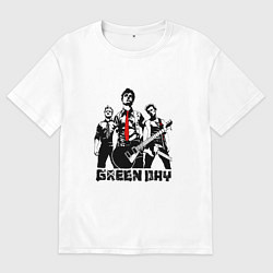 Футболка оверсайз мужская Группа Green Day, цвет: белый