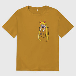 Футболка оверсайз мужская Little Pocket Moon, цвет: горчичный