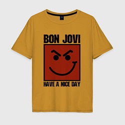 Футболка оверсайз мужская Bon Jovi: Have a nice day, цвет: горчичный