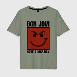 Футболка оверсайз мужская Bon Jovi: Have a nice day, цвет: авокадо