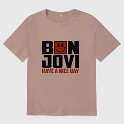 Футболка оверсайз мужская Bon Jovi: Nice day, цвет: пыльно-розовый