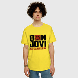 Футболка оверсайз мужская Bon Jovi: Nice day, цвет: желтый — фото 2