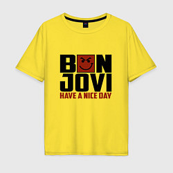 Футболка оверсайз мужская Bon Jovi: Nice day, цвет: желтый