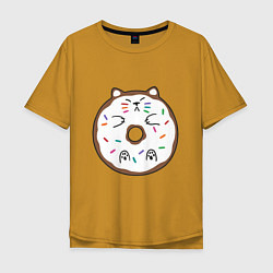 Футболка оверсайз мужская Кот пончик, цвет: горчичный